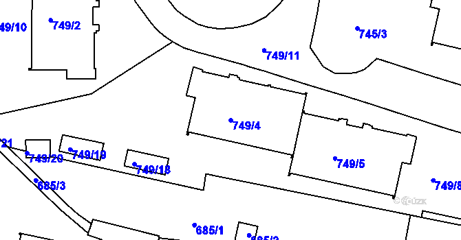 Parcela st. 749/4 v KÚ Ruprechtice, Katastrální mapa