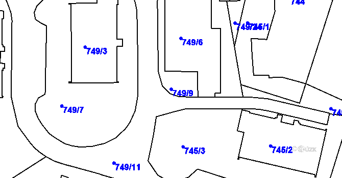 Parcela st. 749/9 v KÚ Ruprechtice, Katastrální mapa