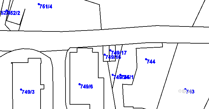 Parcela st. 749/16 v KÚ Ruprechtice, Katastrální mapa