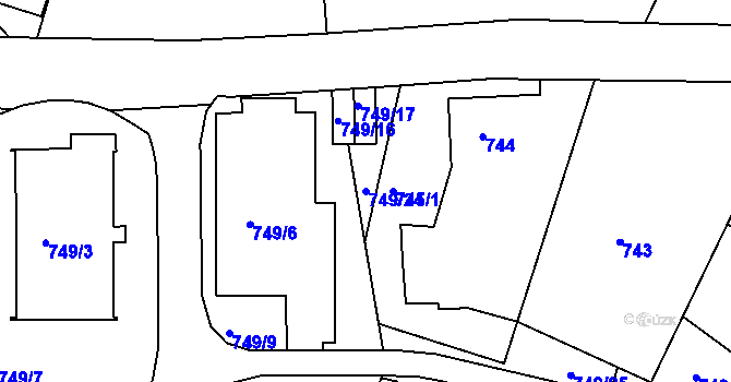 Parcela st. 749/24 v KÚ Ruprechtice, Katastrální mapa