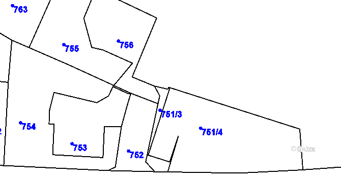 Parcela st. 751/6 v KÚ Ruprechtice, Katastrální mapa