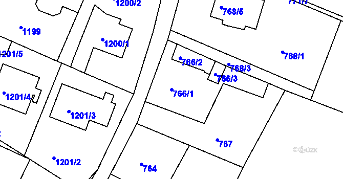 Parcela st. 766/1 v KÚ Ruprechtice, Katastrální mapa