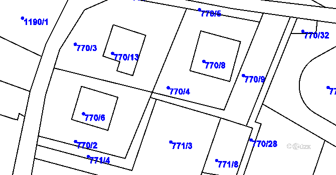 Parcela st. 770/4 v KÚ Ruprechtice, Katastrální mapa