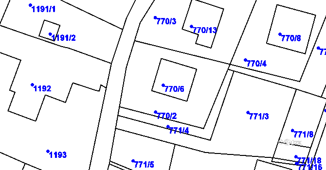Parcela st. 770/6 v KÚ Ruprechtice, Katastrální mapa