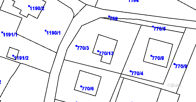 Parcela st. 770/13 v KÚ Ruprechtice, Katastrální mapa