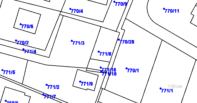 Parcela st. 771/8 v KÚ Ruprechtice, Katastrální mapa