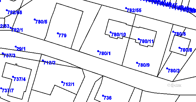 Parcela st. 780/1 v KÚ Ruprechtice, Katastrální mapa