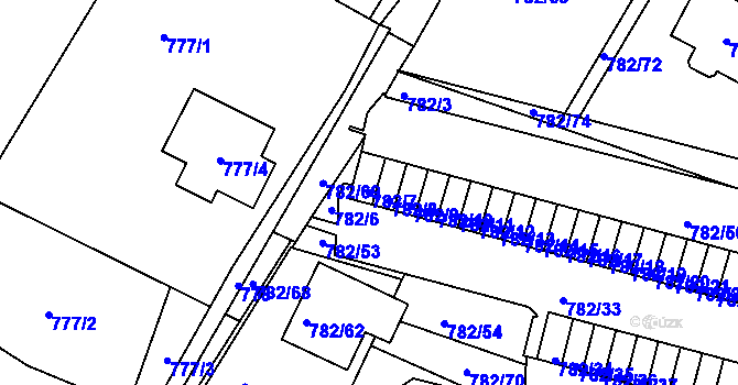 Parcela st. 782/7 v KÚ Ruprechtice, Katastrální mapa