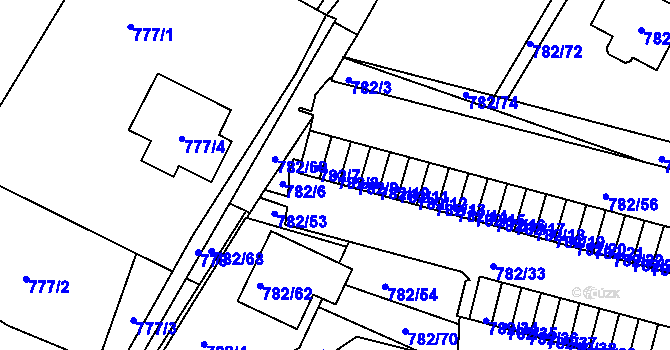 Parcela st. 782/8 v KÚ Ruprechtice, Katastrální mapa