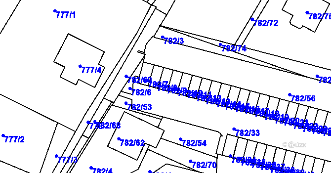 Parcela st. 782/9 v KÚ Ruprechtice, Katastrální mapa