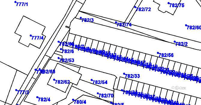 Parcela st. 782/12 v KÚ Ruprechtice, Katastrální mapa
