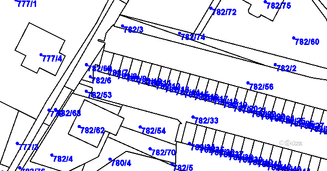 Parcela st. 782/13 v KÚ Ruprechtice, Katastrální mapa