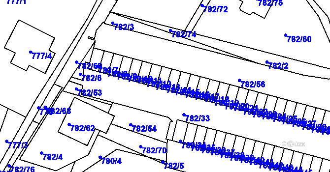 Parcela st. 782/14 v KÚ Ruprechtice, Katastrální mapa