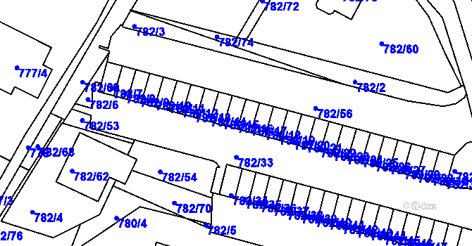 Parcela st. 782/16 v KÚ Ruprechtice, Katastrální mapa