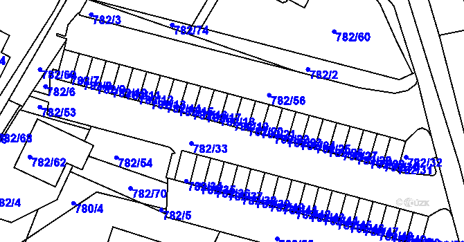 Parcela st. 782/19 v KÚ Ruprechtice, Katastrální mapa