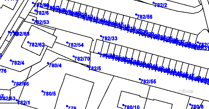 Parcela st. 782/35 v KÚ Ruprechtice, Katastrální mapa