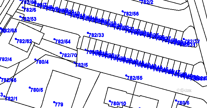Parcela st. 782/37 v KÚ Ruprechtice, Katastrální mapa
