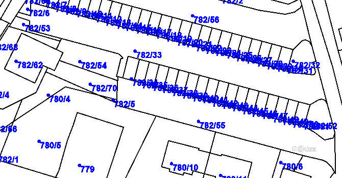 Parcela st. 782/38 v KÚ Ruprechtice, Katastrální mapa