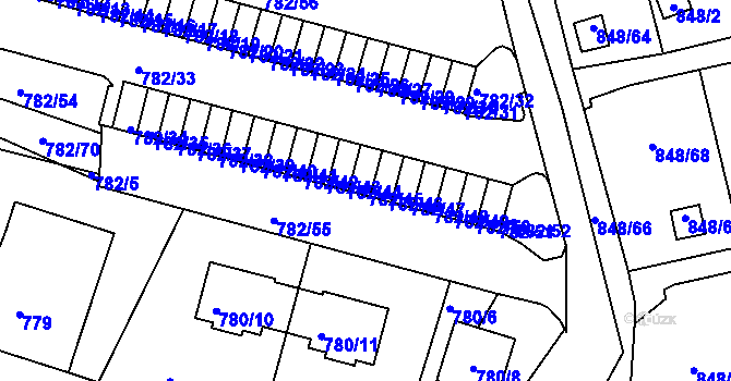 Parcela st. 782/45 v KÚ Ruprechtice, Katastrální mapa