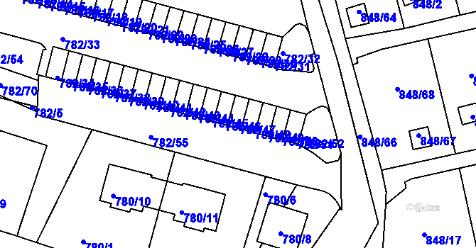 Parcela st. 782/47 v KÚ Ruprechtice, Katastrální mapa