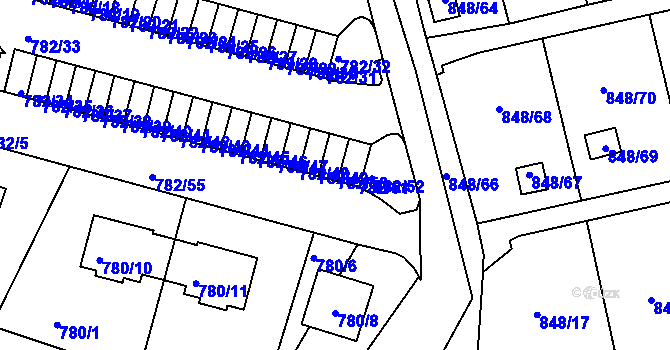 Parcela st. 782/50 v KÚ Ruprechtice, Katastrální mapa
