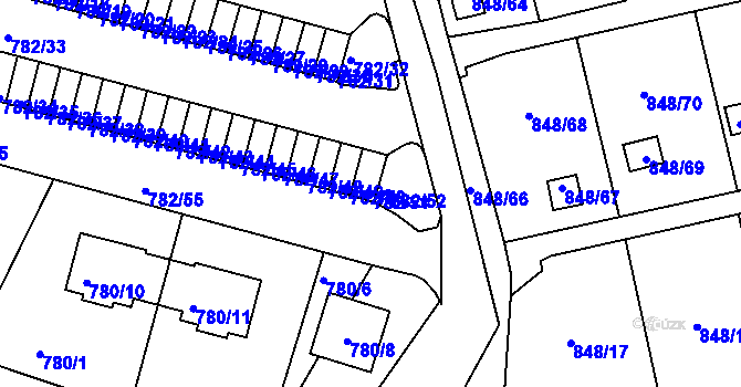 Parcela st. 782/51 v KÚ Ruprechtice, Katastrální mapa