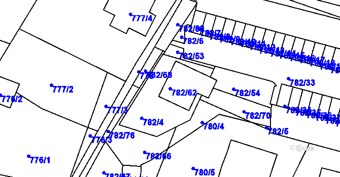 Parcela st. 782/62 v KÚ Ruprechtice, Katastrální mapa