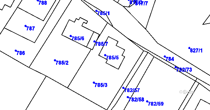 Parcela st. 785/5 v KÚ Ruprechtice, Katastrální mapa