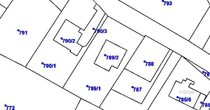 Parcela st. 789/2 v KÚ Ruprechtice, Katastrální mapa