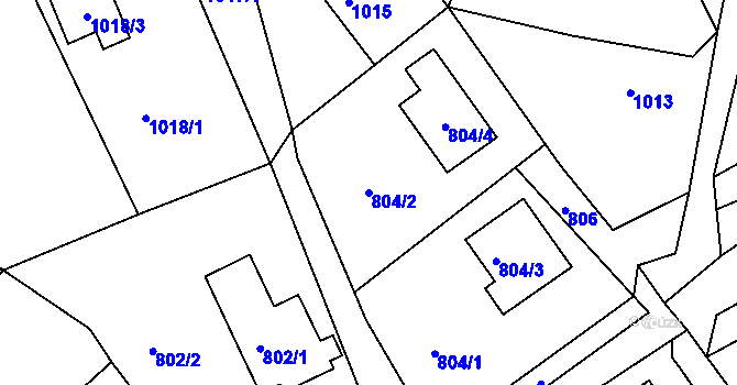 Parcela st. 804/2 v KÚ Ruprechtice, Katastrální mapa
