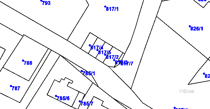 Parcela st. 817/2 v KÚ Ruprechtice, Katastrální mapa