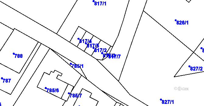 Parcela st. 817/3 v KÚ Ruprechtice, Katastrální mapa