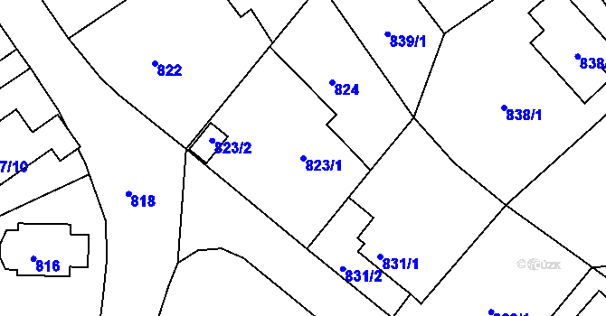 Parcela st. 823/1 v KÚ Ruprechtice, Katastrální mapa