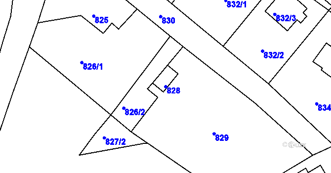 Parcela st. 828 v KÚ Ruprechtice, Katastrální mapa