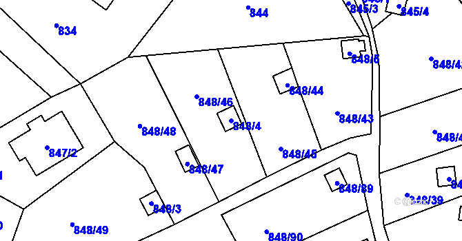 Parcela st. 848/4 v KÚ Ruprechtice, Katastrální mapa