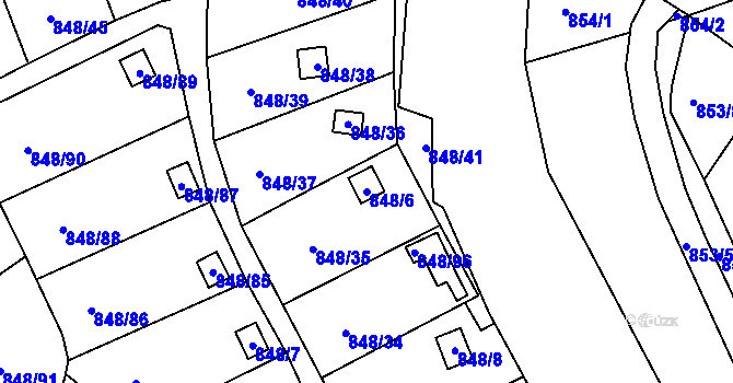 Parcela st. 848/6 v KÚ Ruprechtice, Katastrální mapa