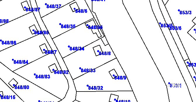 Parcela st. 848/8 v KÚ Ruprechtice, Katastrální mapa