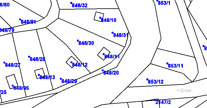 Parcela st. 848/11 v KÚ Ruprechtice, Katastrální mapa