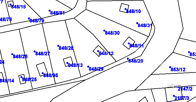 Parcela st. 848/12 v KÚ Ruprechtice, Katastrální mapa