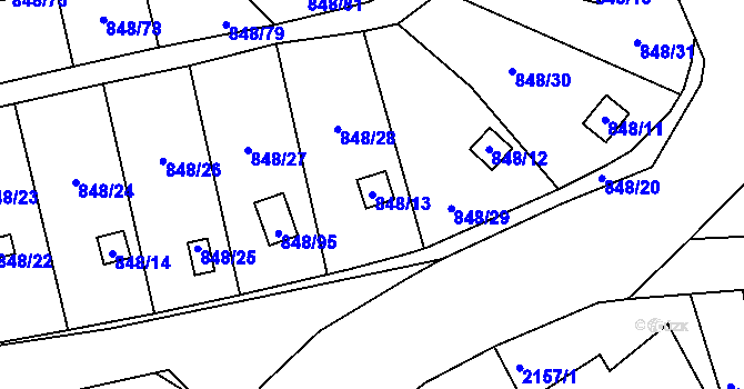 Parcela st. 848/13 v KÚ Ruprechtice, Katastrální mapa