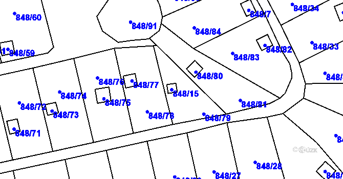 Parcela st. 848/15 v KÚ Ruprechtice, Katastrální mapa