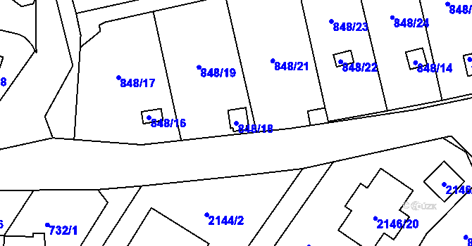 Parcela st. 848/18 v KÚ Ruprechtice, Katastrální mapa