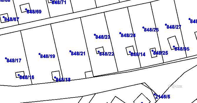 Parcela st. 848/22 v KÚ Ruprechtice, Katastrální mapa