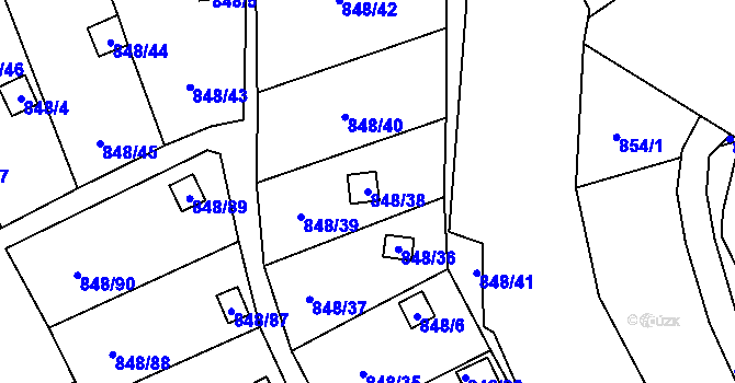 Parcela st. 848/38 v KÚ Ruprechtice, Katastrální mapa