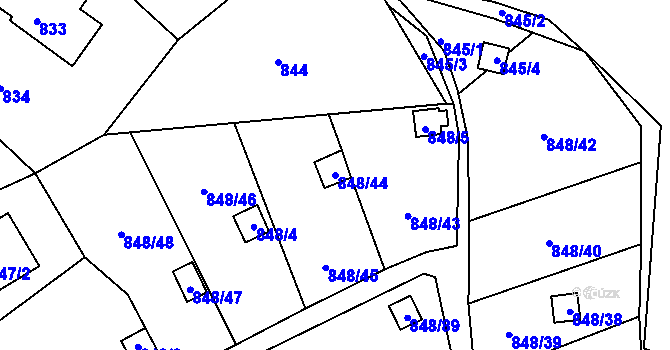 Parcela st. 848/44 v KÚ Ruprechtice, Katastrální mapa