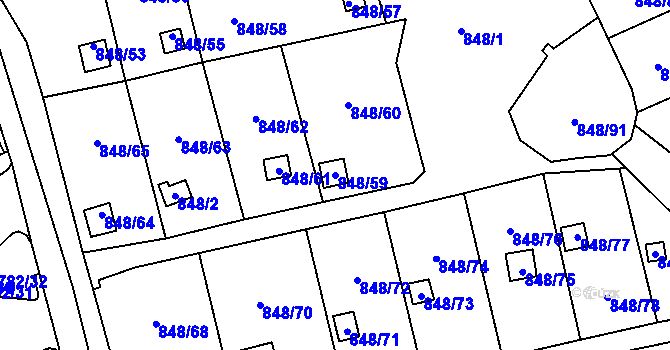 Parcela st. 848/59 v KÚ Ruprechtice, Katastrální mapa