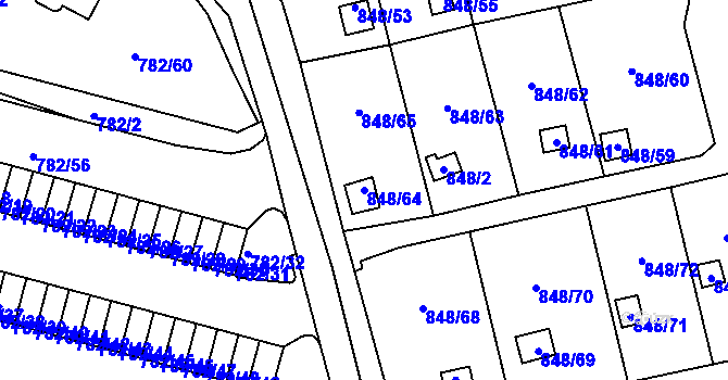 Parcela st. 848/64 v KÚ Ruprechtice, Katastrální mapa