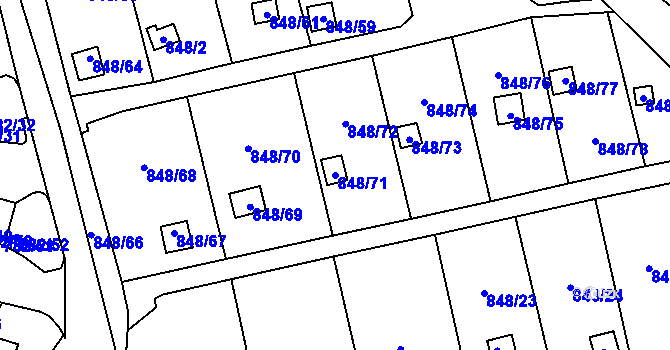 Parcela st. 848/71 v KÚ Ruprechtice, Katastrální mapa