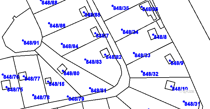 Parcela st. 848/82 v KÚ Ruprechtice, Katastrální mapa