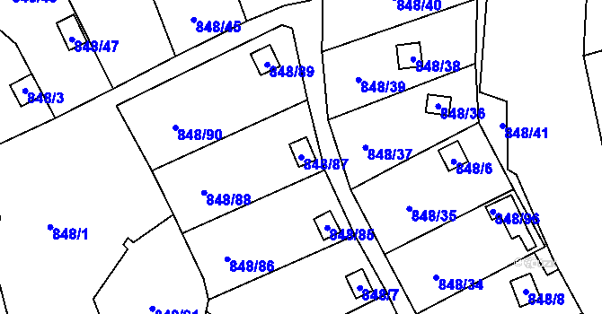 Parcela st. 848/87 v KÚ Ruprechtice, Katastrální mapa